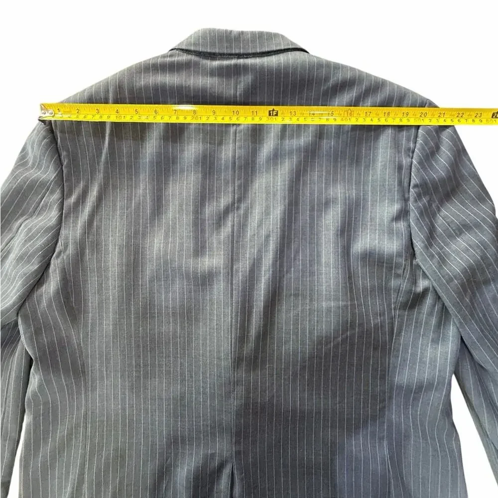 Burberry London Kensington Men's Blazer 44 Long Gray Blue Pinstripe 100% Wool